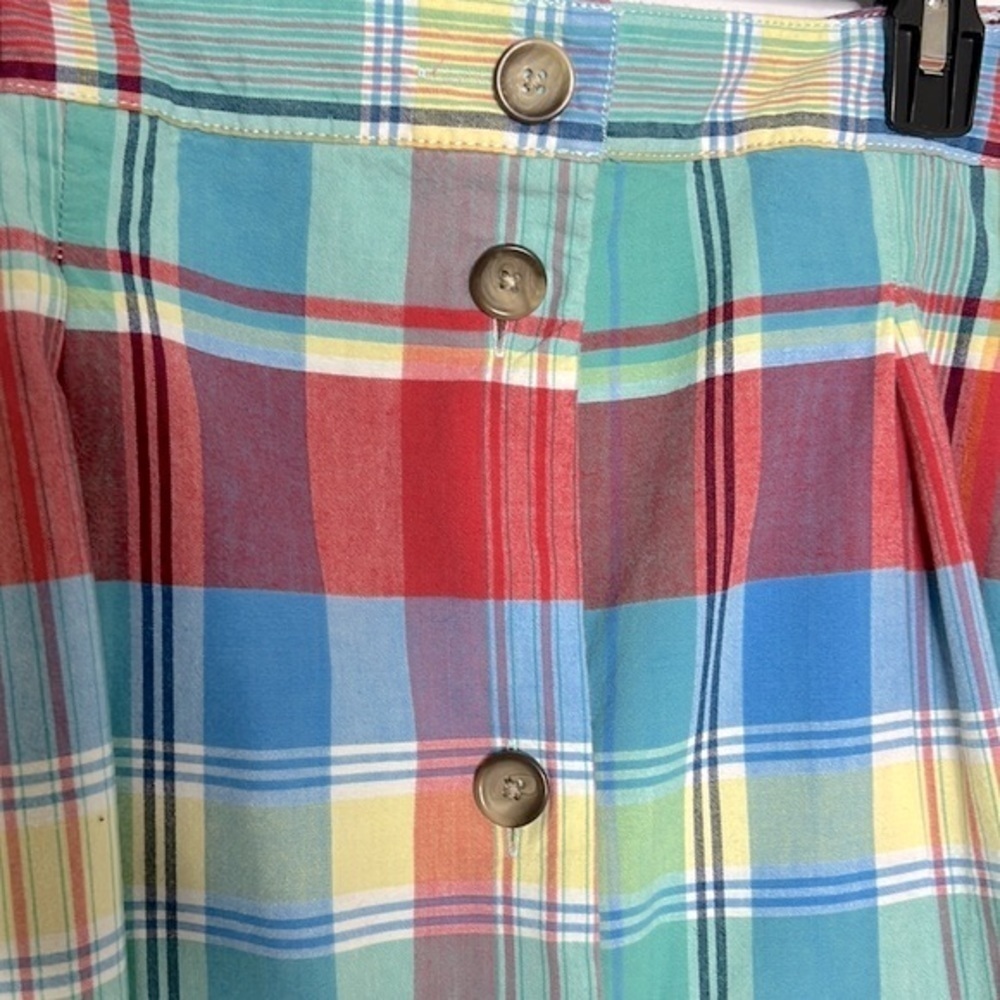 Lands’ End plaid skirt button front cotton size 18 - Picture 3 of 7